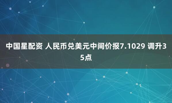 中国星配资 人民币兑美元中间价报7.1029 调升35点