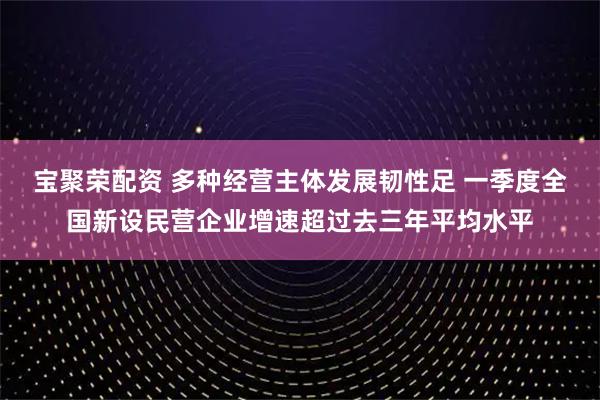 宝聚荣配资 多种经营主体发展韧性足 一季度全国新设民营企业增速超过去三年平均水平
