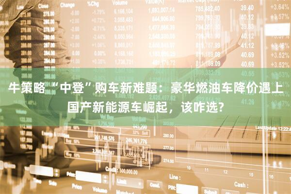 牛策略 “中登”购车新难题：豪华燃油车降价遇上国产新能源车崛起，该咋选?